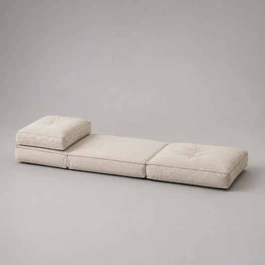 Divano modulare da pavimento in tessuto bouclé beige, 4 pezzi, 240 x 80 x 42 cm