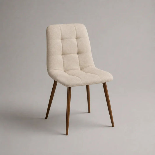 Sedia da pranzo imbottita in tessuto e legno, Beige/Marrone noce, 50 × 58 × 88 cm