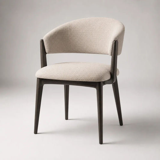 Sedia da pranzo imbottita in tessuto e legno crema e marrone scuro, 56 x 58 x 79 cm