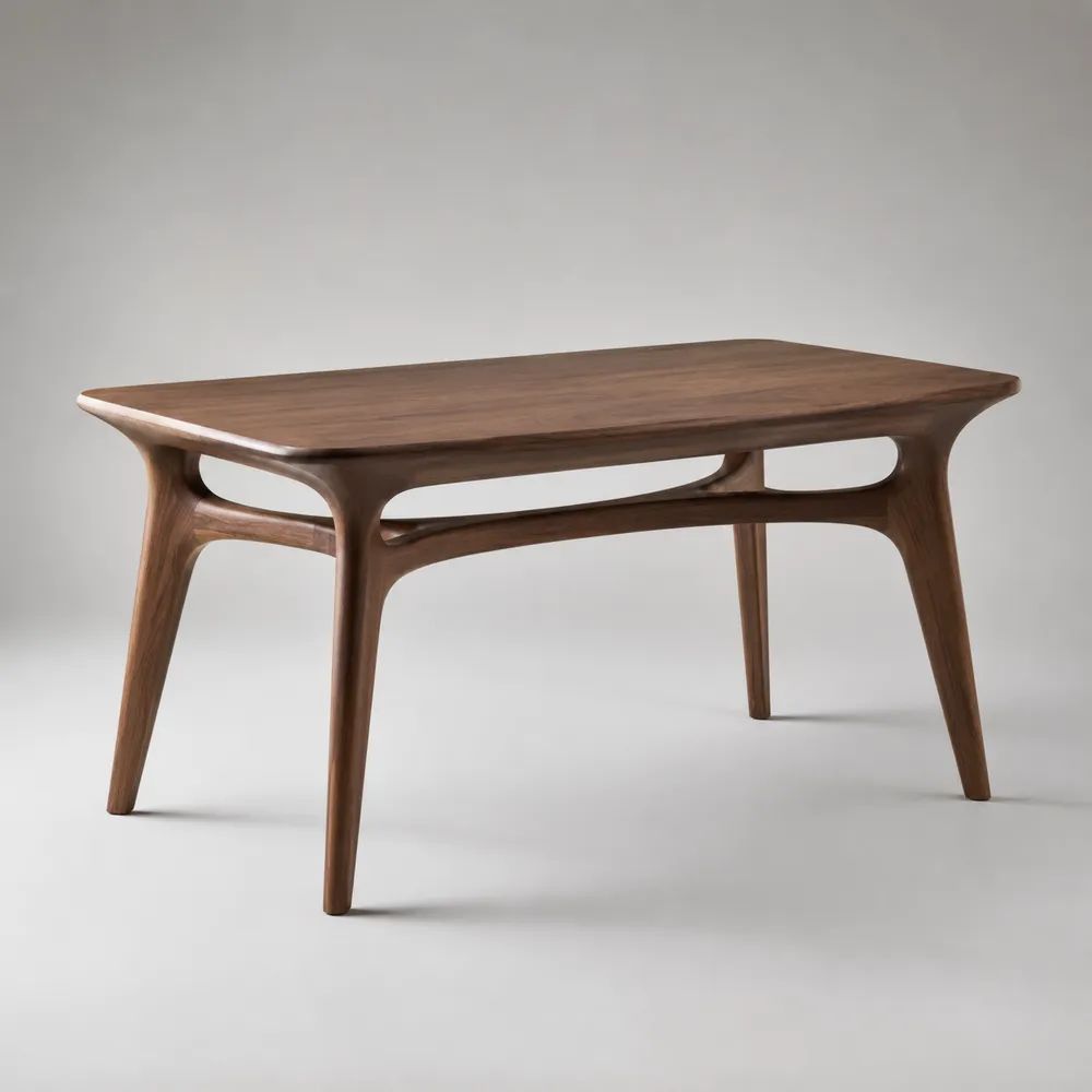 Tavolo da pranzo rettangolare in legno massello di noce marrone, 140 × 80 × 75 cm