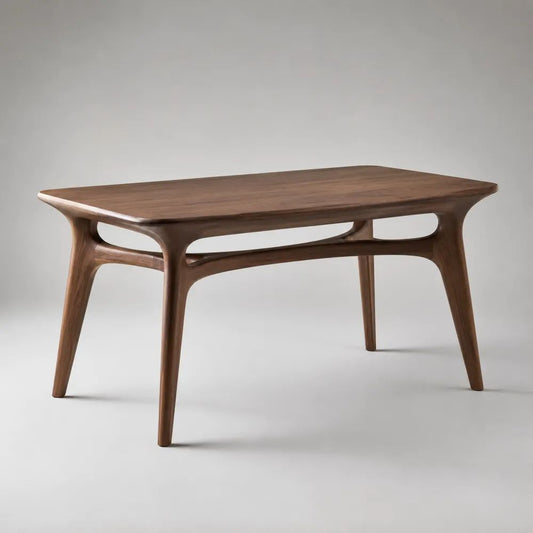 Tavolo da pranzo rettangolare in legno massello di noce marrone, 140 × 80 × 75 cm